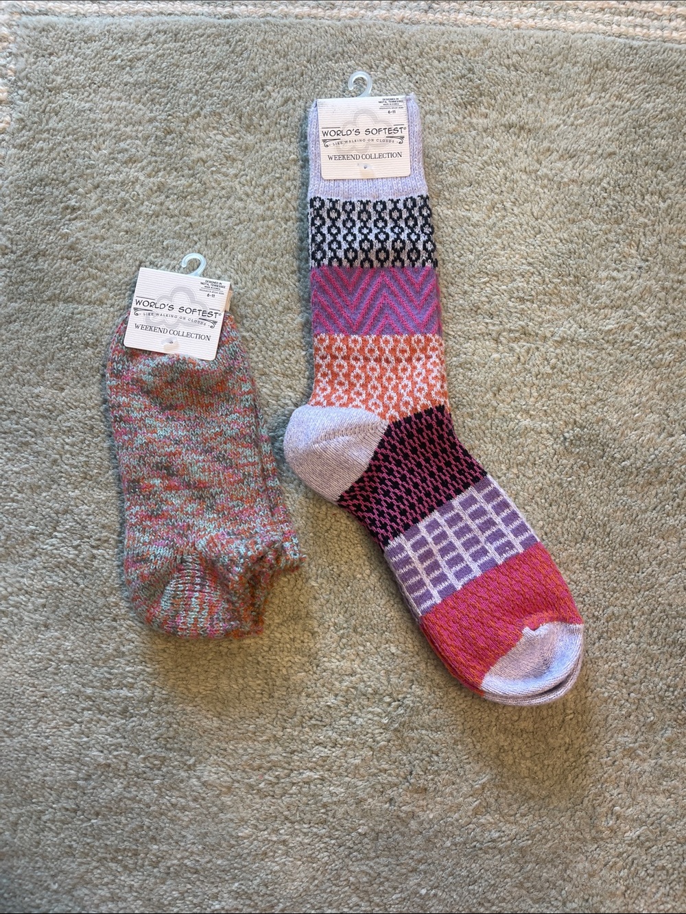 WORLD’S SOFTEST Socks. 2 pair NWT. Women’s shoe size 6-11